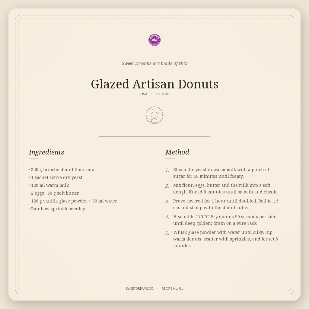 Glazed Donuts recipe card