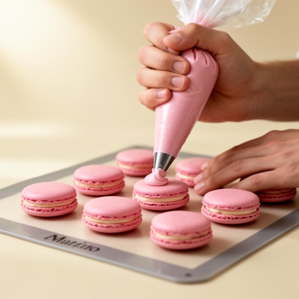 Piping macaron shells