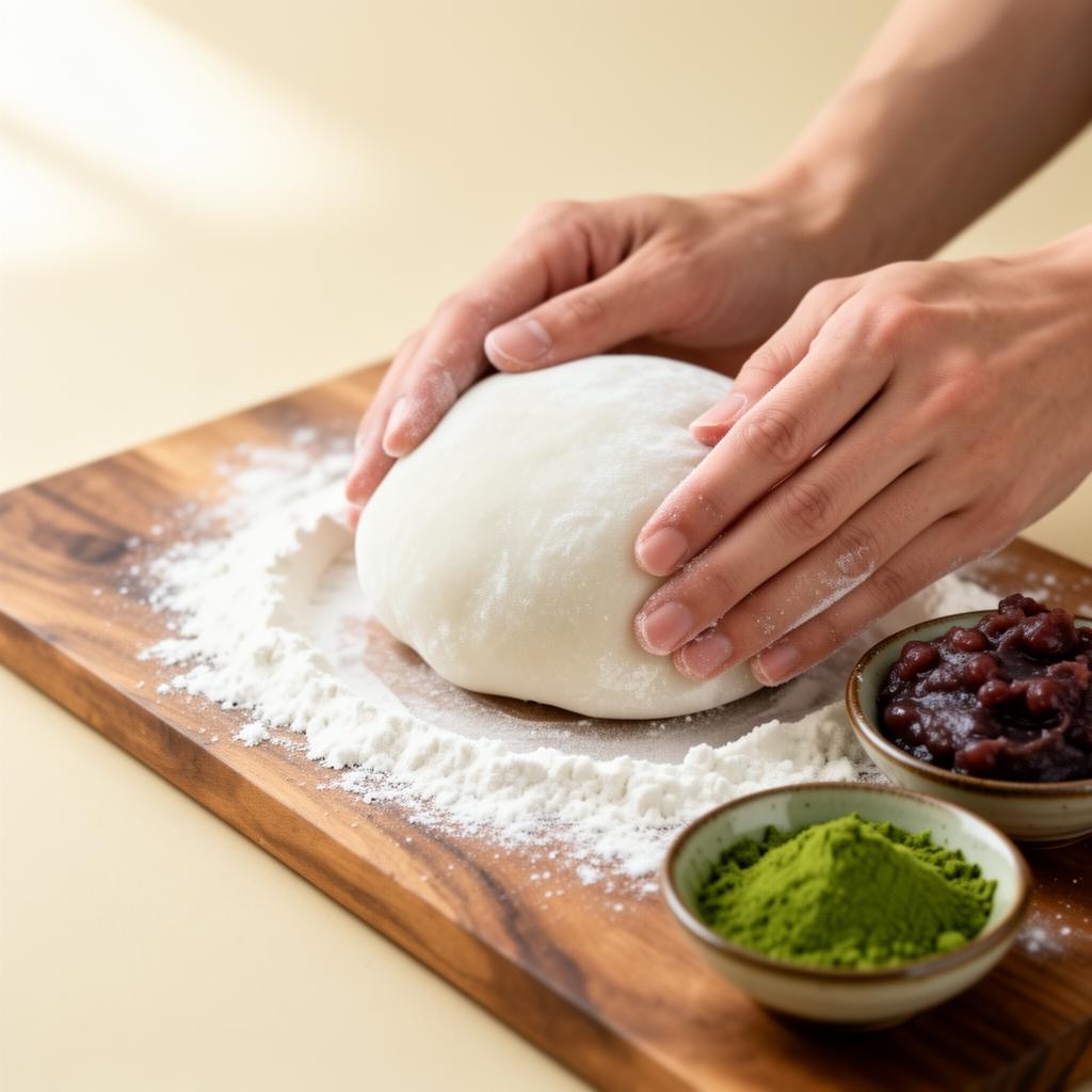 Shaping mochi dough