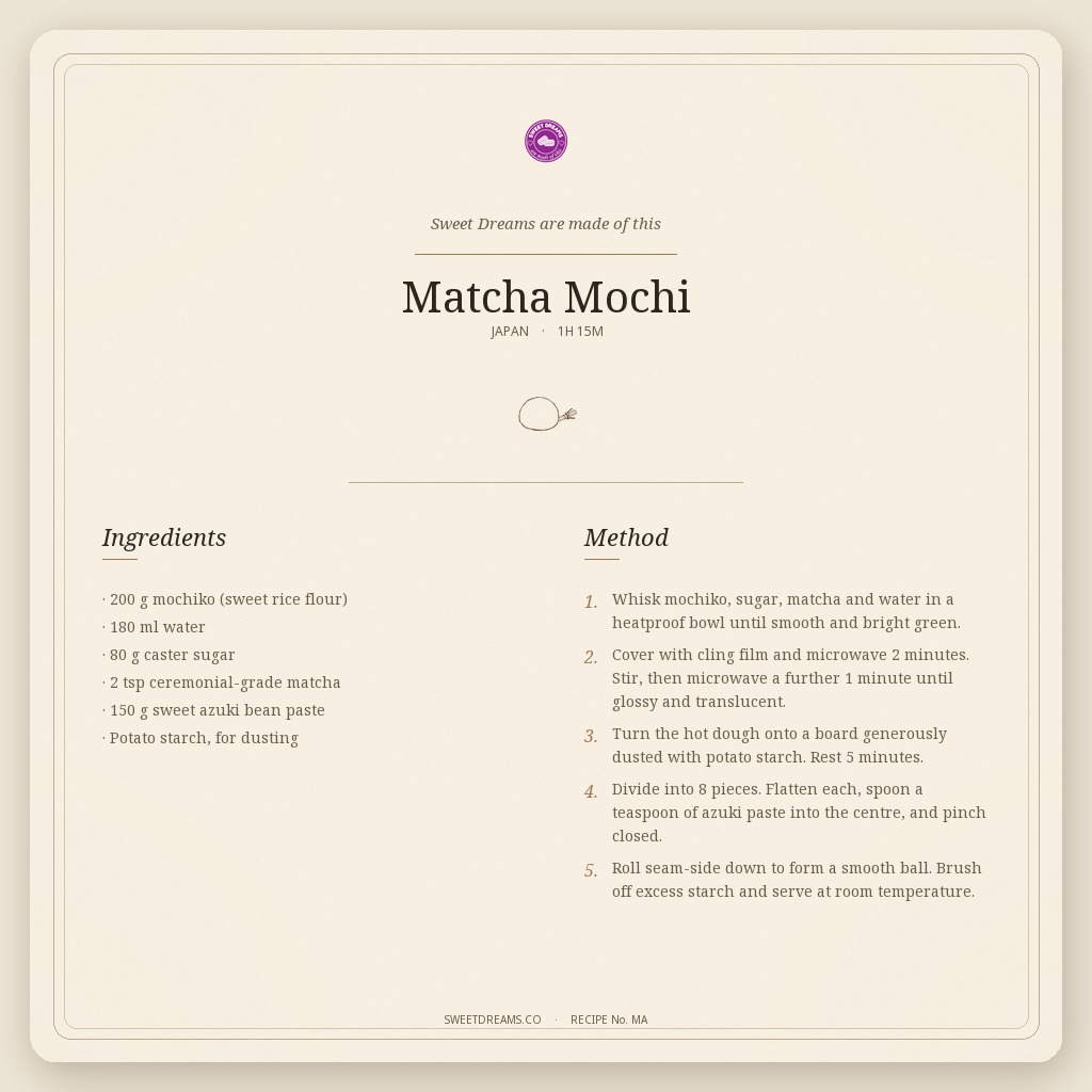 Matcha Mochi recipe card